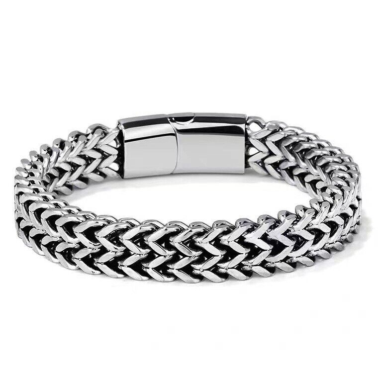 Titanium Steel multi-size Men's Double Row Square Chain Magnetic Clasp Bracelet