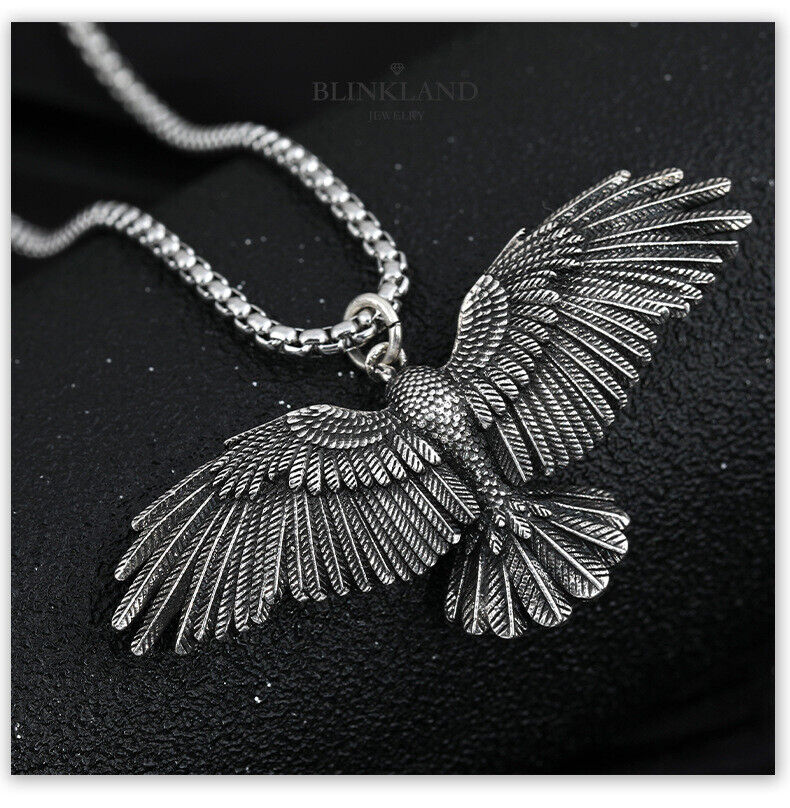 Titanium Steel 25 Inch Eagle Spreading Wings New Pendant Hip Hop Style Necklace