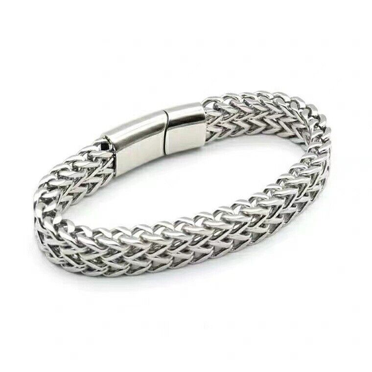 Titanium Steel multi-size Men's Double Row Square Chain Magnetic Clasp Bracelet