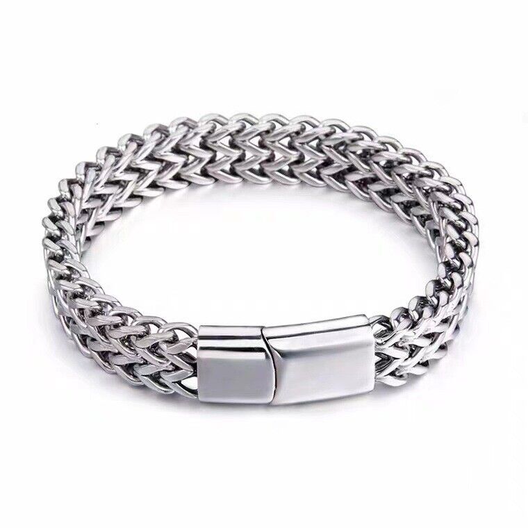 Titanium Steel multi-size Men's Double Row Square Chain Magnetic Clasp Bracelet