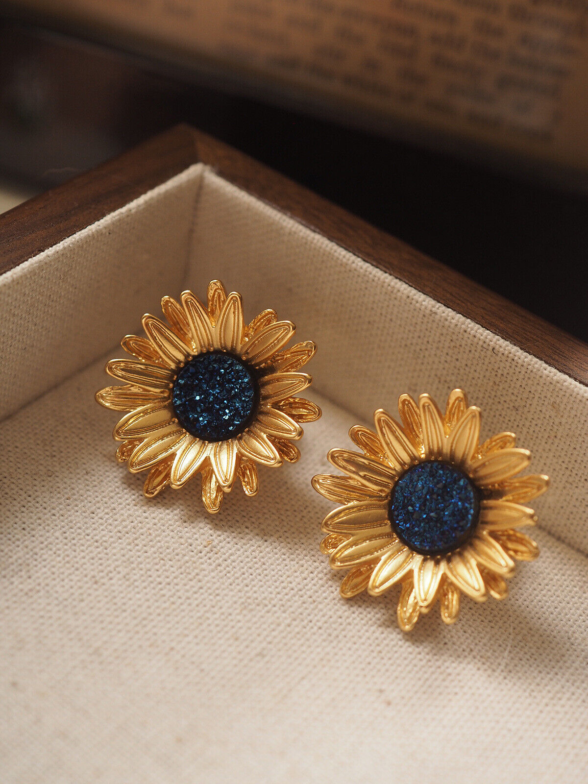 925 Silver and K Gold Plated Sunflower Earrings for Women - Van Gogh Flowers