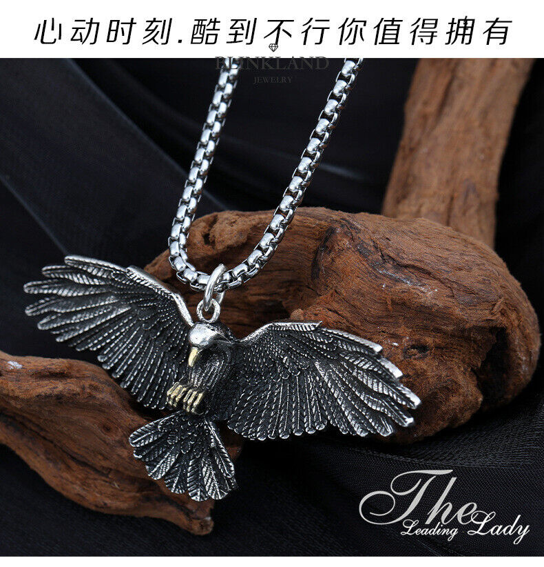 Titanium Steel 25 Inch Eagle Spreading Wings New Pendant Hip Hop Style Necklace