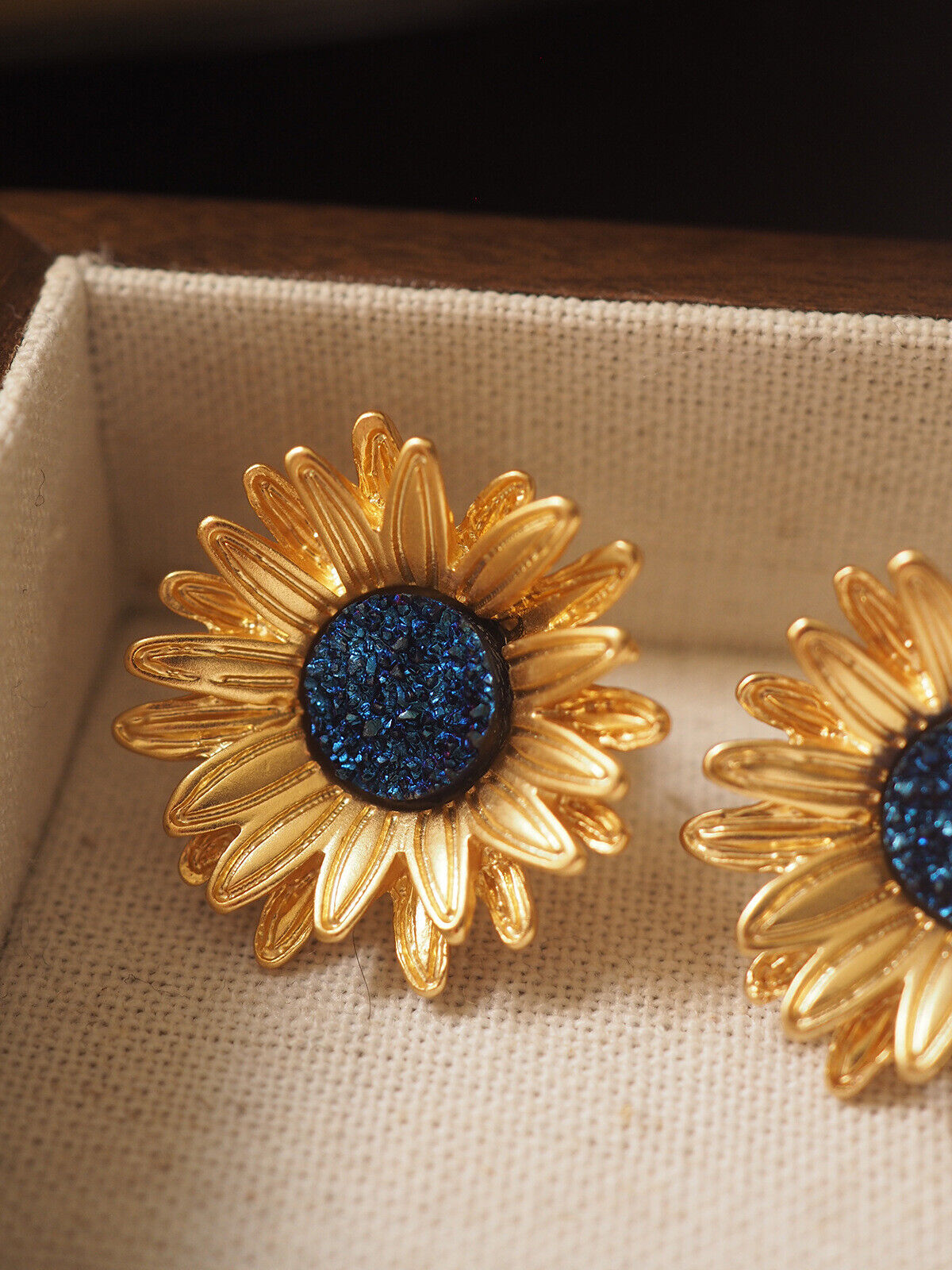 925 Silver and K Gold Plated Sunflower Earrings for Women - Van Gogh Flowers