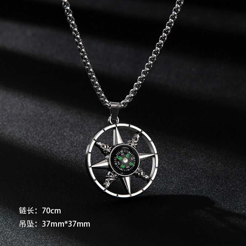 Titanium Steel 25 Inch Pendant Necklace Hip Hop Style Daily Matching Gift Set