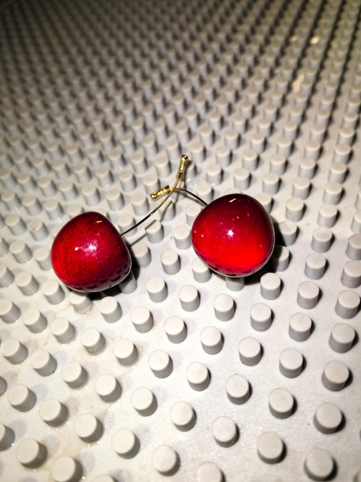 s925 Silver Electroplated Gold Red Cherry Pendant Sexy Style Women Earrings Gift