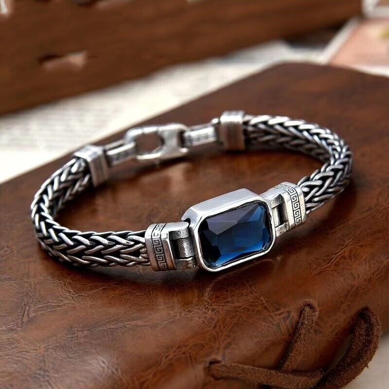 New 925 Sterling Silver Bangle Bracelet Woven Bracelet Vintage Bracelets Mens