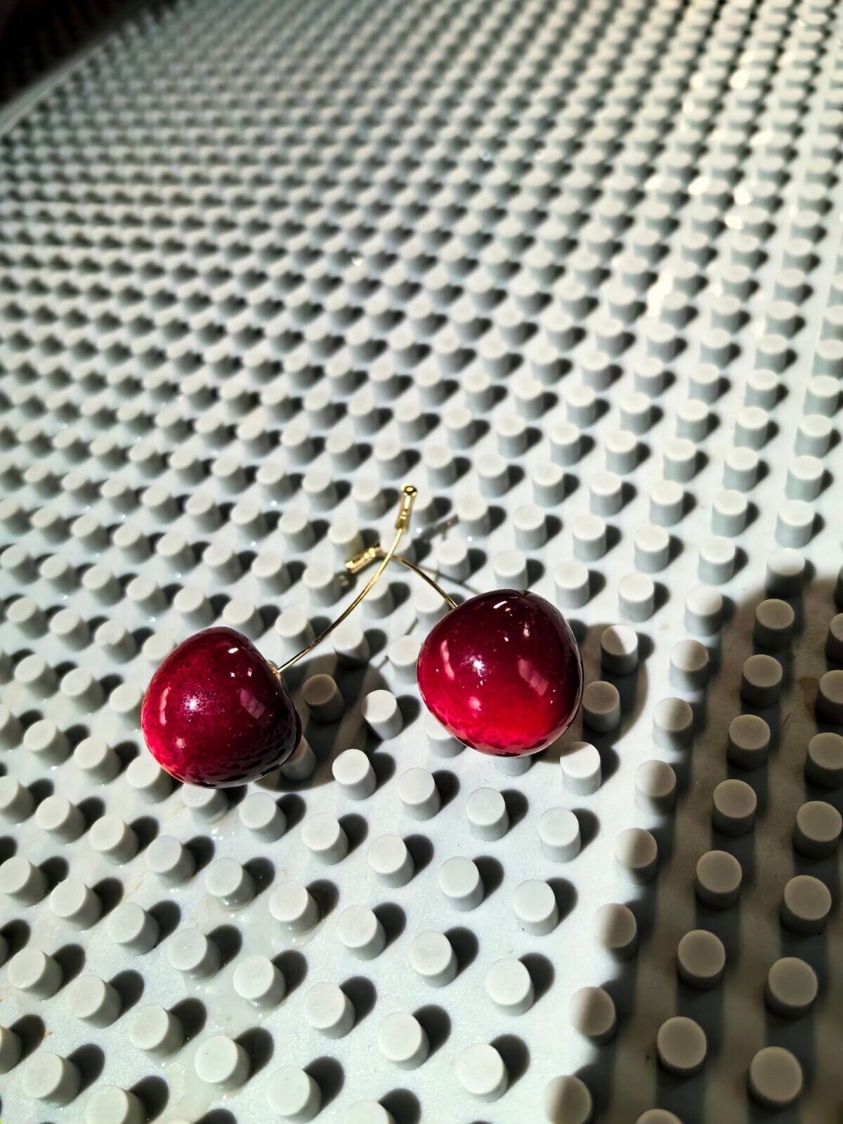 s925 Silver Electroplated Gold Red Cherry Pendant Sexy Style Women Earrings Gift