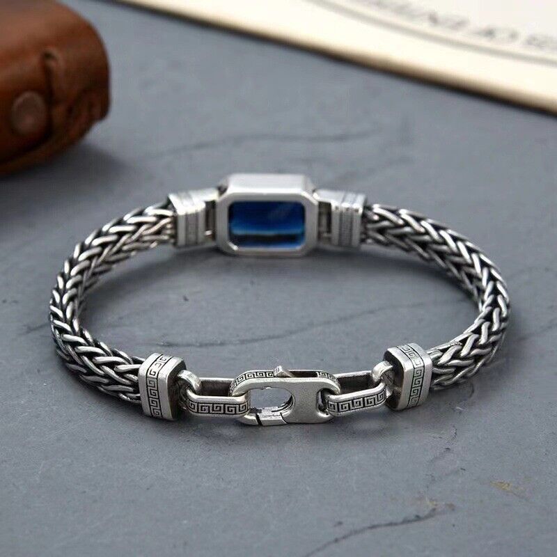 New 925 Sterling Silver Bangle Bracelet Woven Bracelet Vintage Bracelets Mens